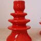Pair of colorful poppy red ceramic candle holders