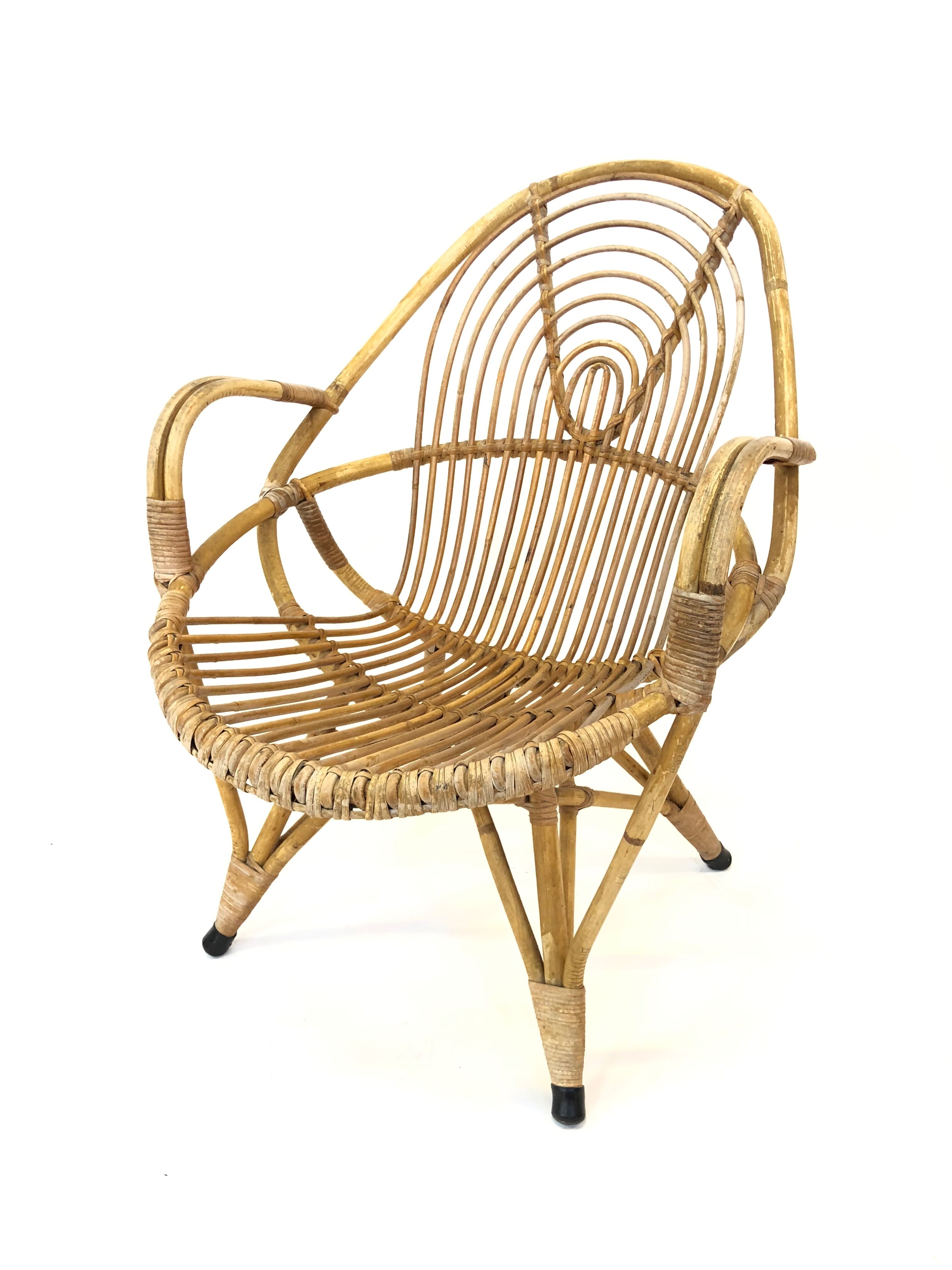 Rattan armchair by Rohe Noordwolde, 1960
