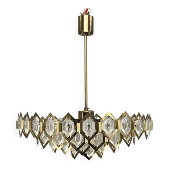 1960s Faceted Glass Chandelier by Jaroslav Bejvl for Kamenicky Senov