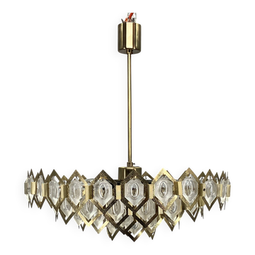 1960s Faceted Glass Chandelier by Jaroslav Bejvl for Kamenicky Senov