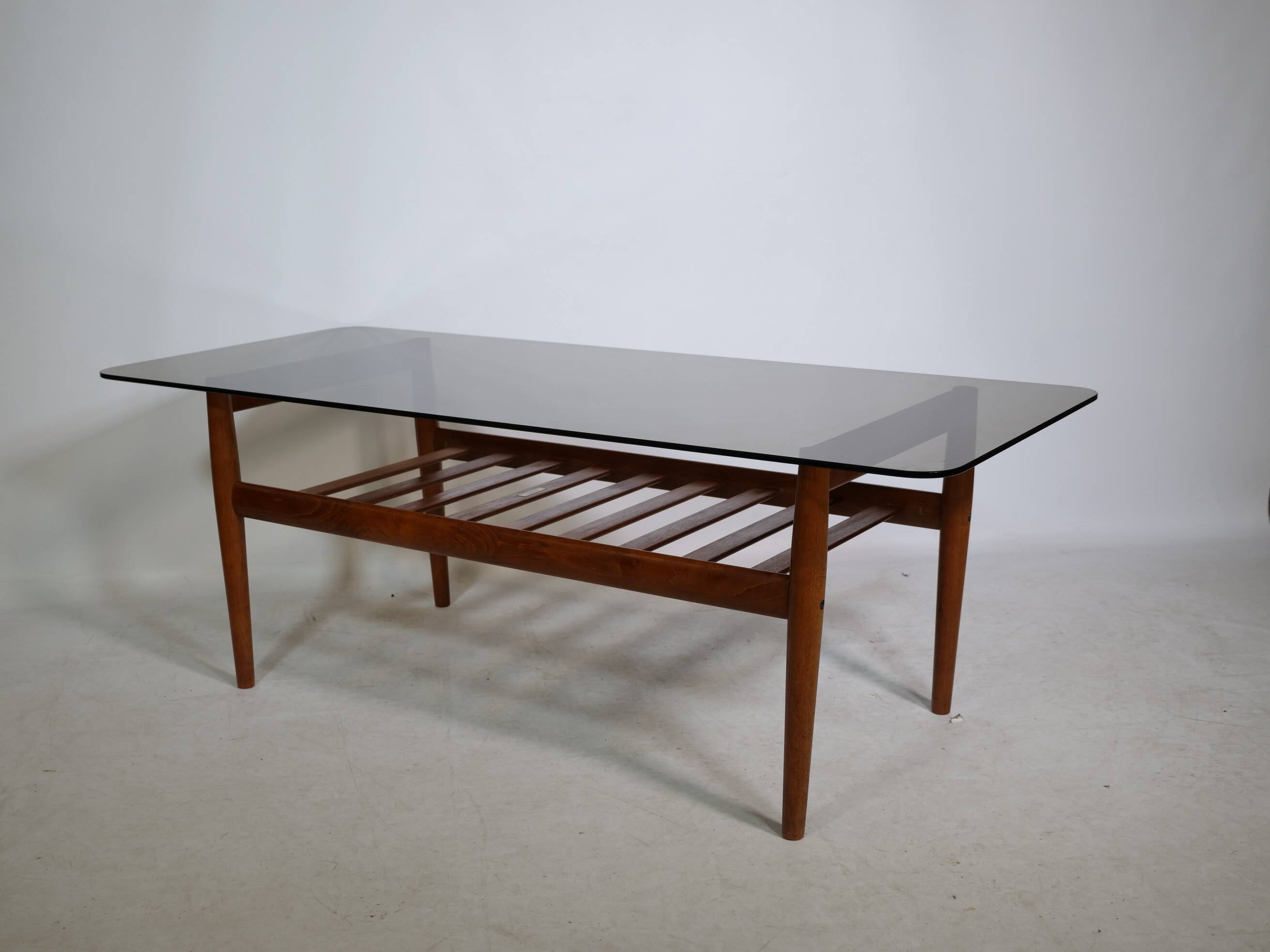Mid-Century Design Teak Coffee Table with Smoked Glass by Möbel Mann, 1960s