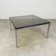 Square coffee table in chrome and smoked glass from the 1970s.