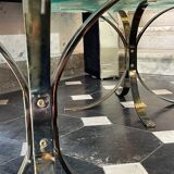 Pair of round coffee tables, glass, ca 1970