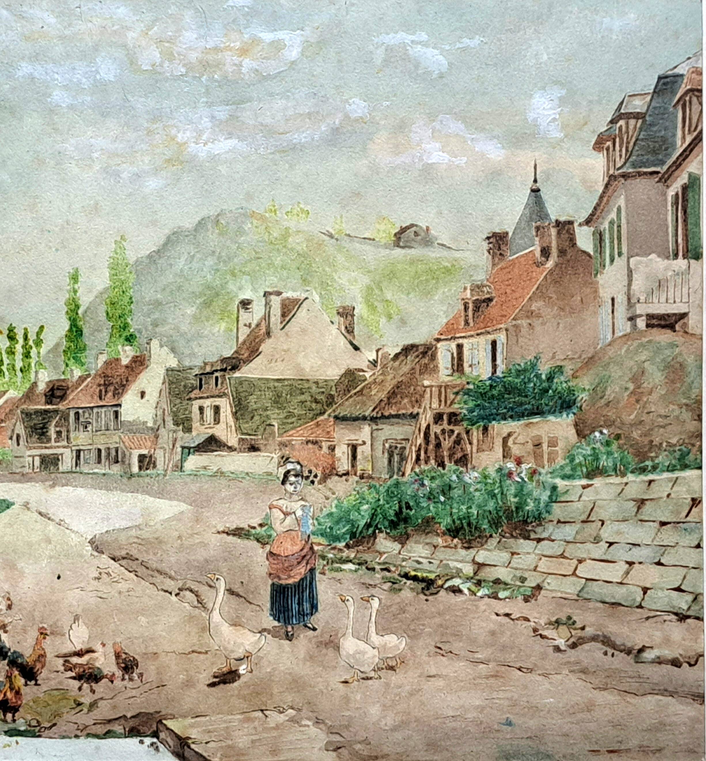 Tableau impressionniste - Aquarelle et gouache - École française vers 1900