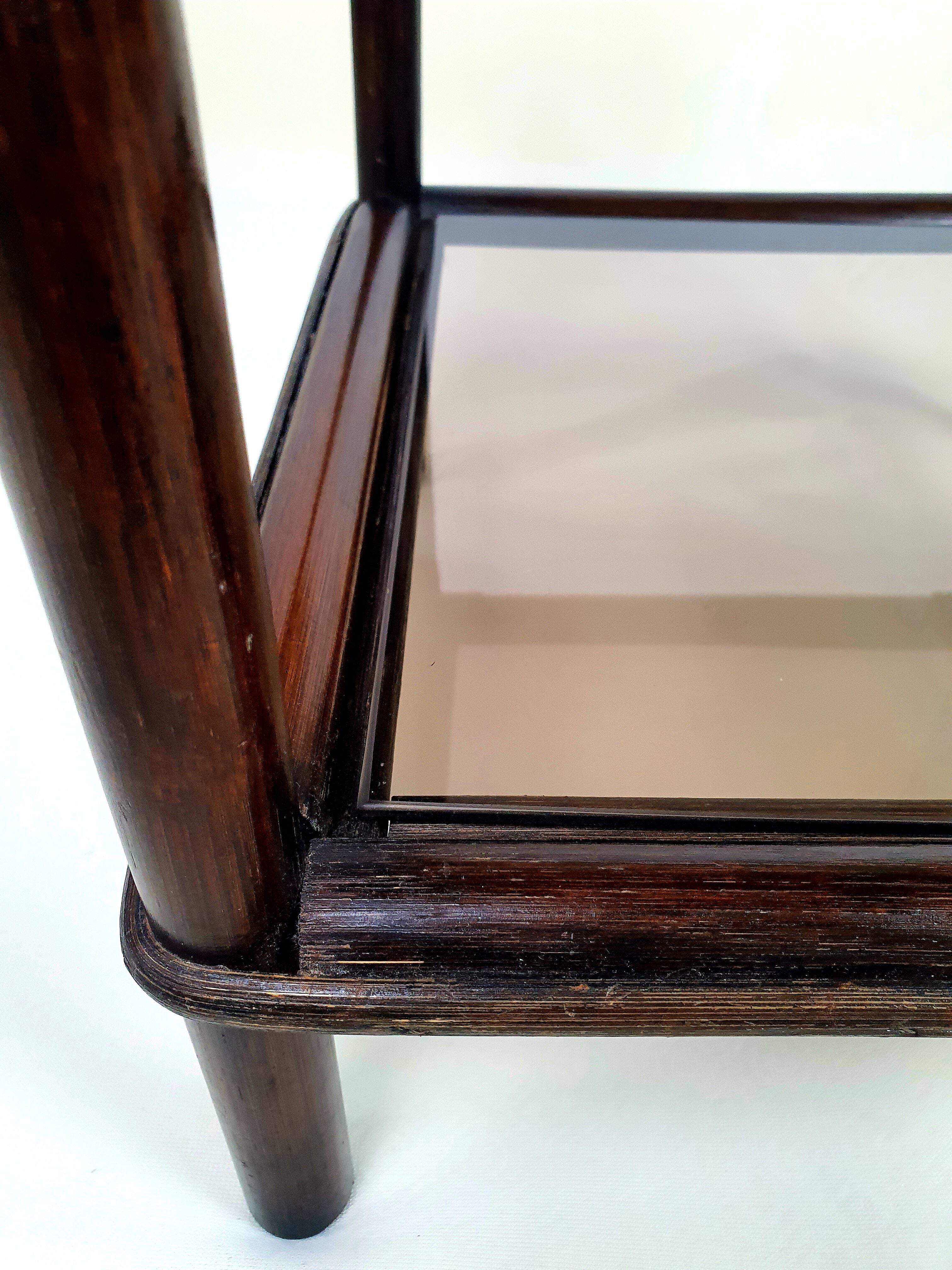 Rattan bedside and smoked glass