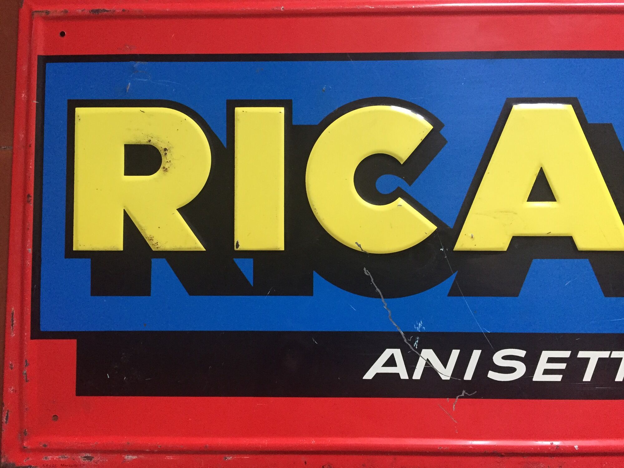 Former sheet metal plate "Ricard Anisette Liqueur" 22x49cm 1960