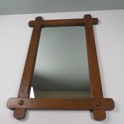 Large 1960s hand-carved oak brutalist mirror