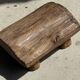Small stool, footrest in organic blond teak monoxyle wabi-sabi L31
