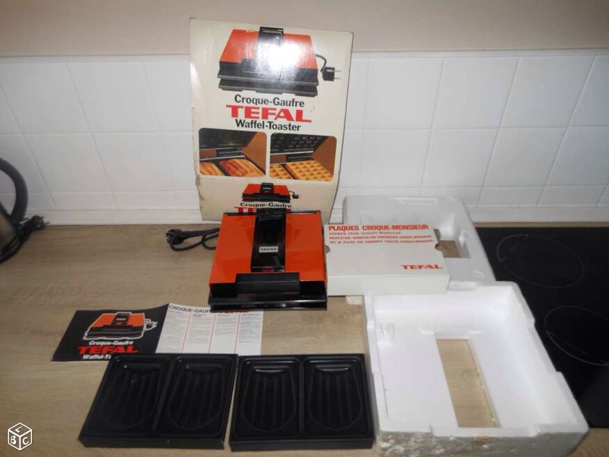 Appareil Tefal vintage Croque-Gaufre électrique orange