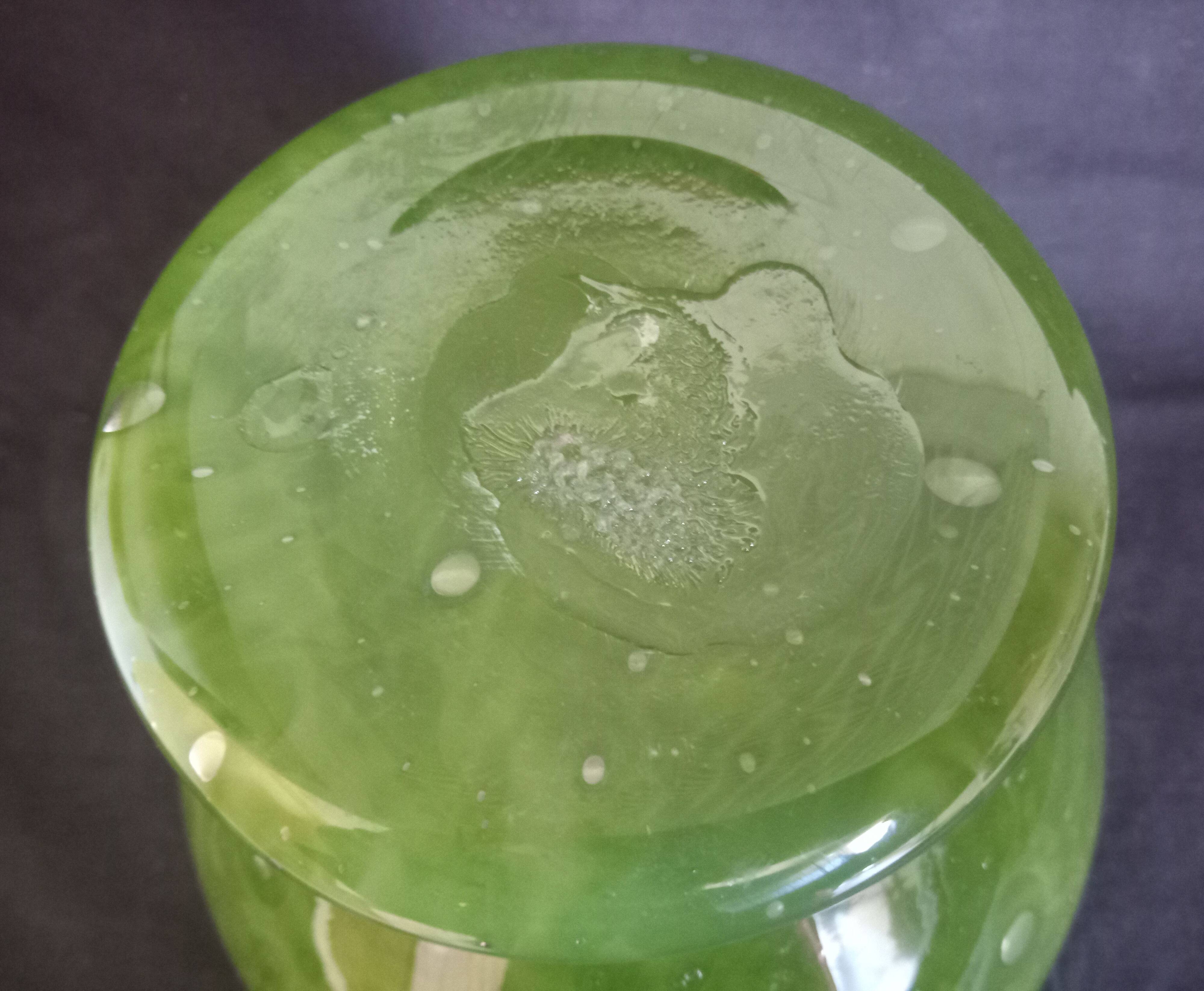 Biot vase in mouth-blown glass, with bubbles, grass green color