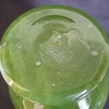 Biot vase in mouth-blown glass, with bubbles, grass green color