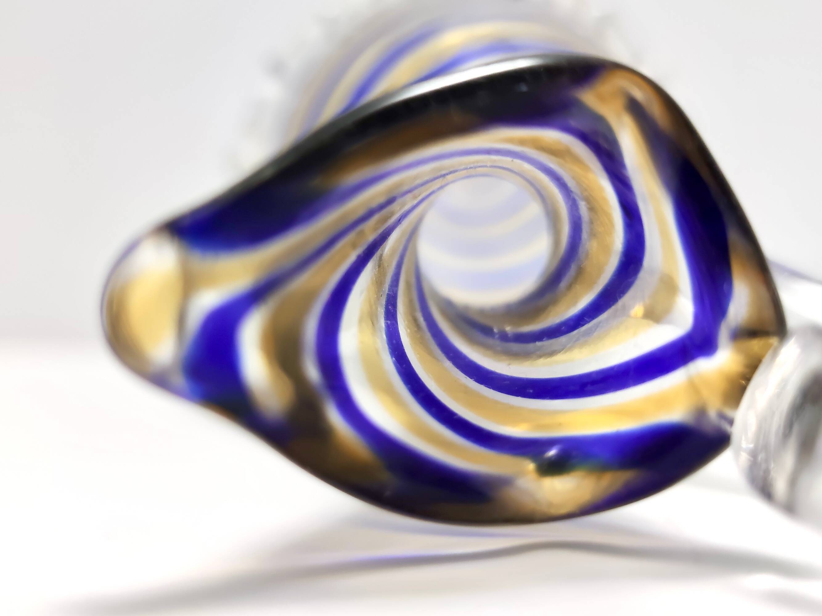 Murano Glass Pitcher Vase Ascribable to Toso with Blue and Yellow Canes