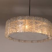 "Doria Leuchten Ice Glass Hanging Lamp with Relief Glass Cylinders, 1960s"