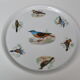 Pie dish Porcelaine du Berry L. Lourioux motif birds aviary
