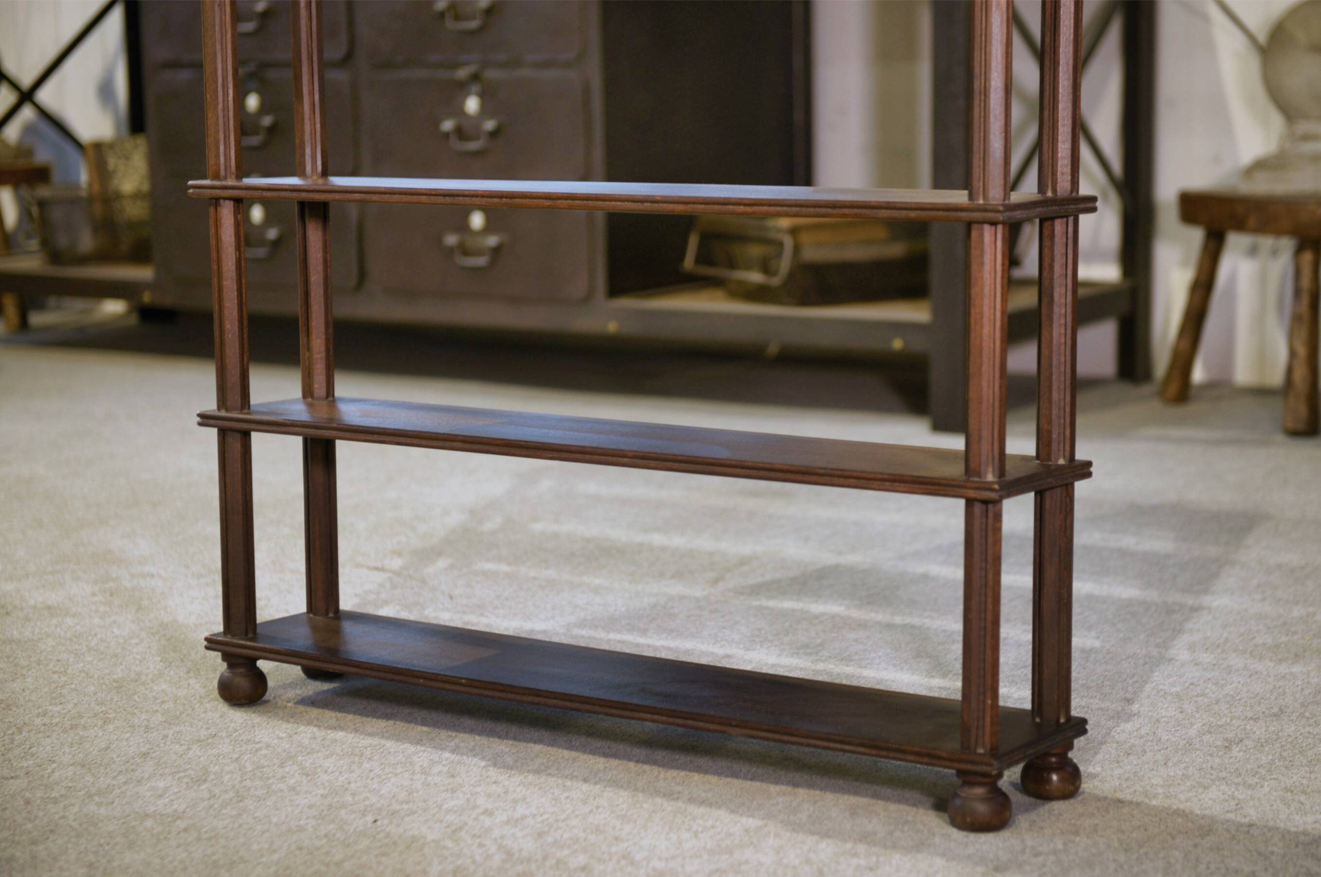 Beech shelf with ball feet, 1960s