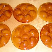 Set of 6 St Clément earthenware oyster plates