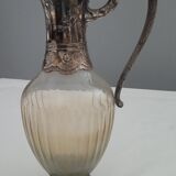 Aiguière verre et métal argenté