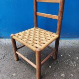 Children's chair wood and woven sea grass