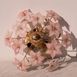 Charming Murano Vintage Ceiling Light Pink Flowers, 1970s