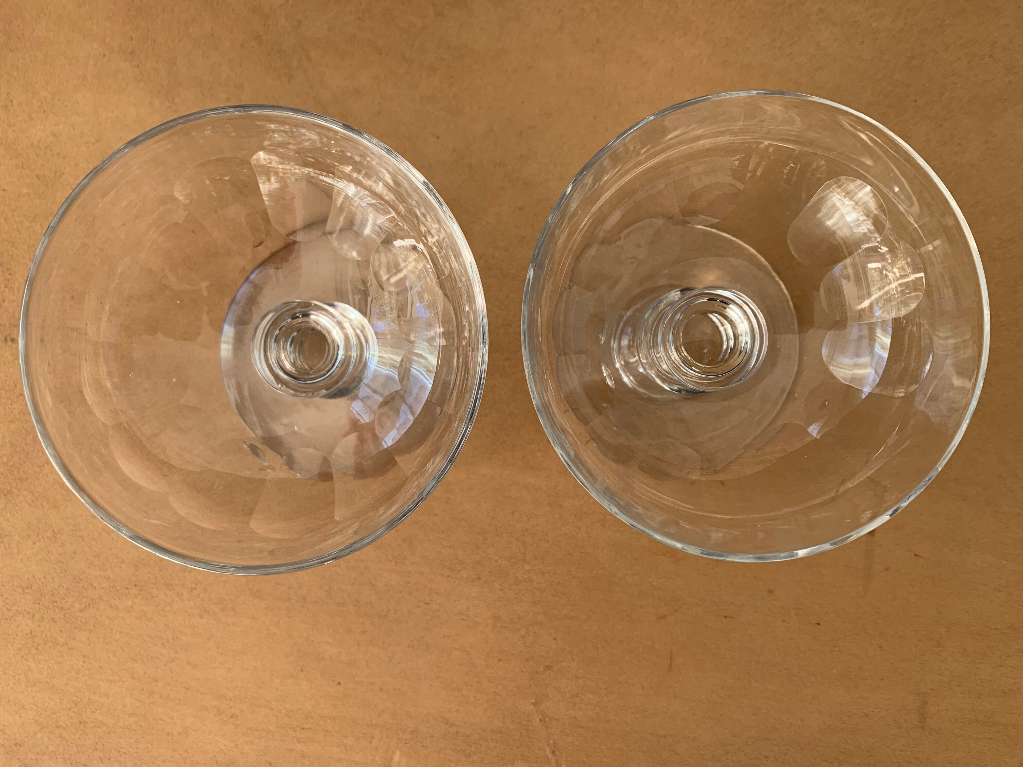 Pair of old crystal champagne glasses