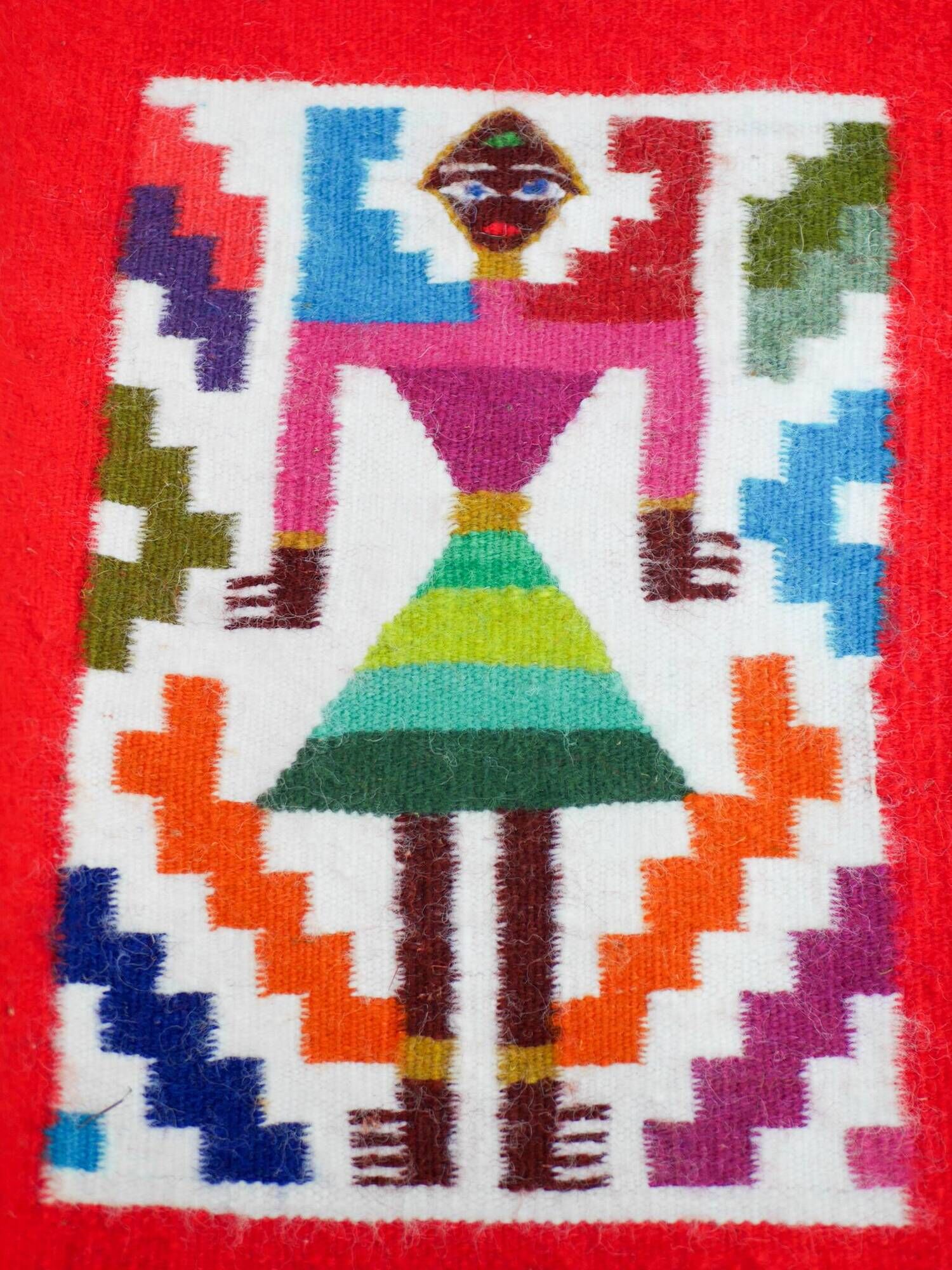 Vintage Berber Kilim, traditional wall tapestry from the popular art of Gafsa