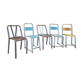 Set of 5 mismatched industrial chairs