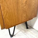 Highboard on hairpin legs, oak