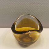 Glass vase in multiple layers of glass, in translucent, amber, yellow colours and shades.