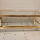 Vintage 1960s gold metal coffee table and glass tops