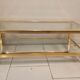Table basse vintage années 1960 métal doré et plateaux verre