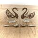 Pair of antique salt cellars swans silver-plated metal