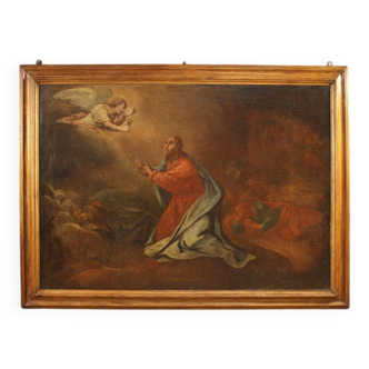 Antique Italian painting Christ in the Garden of Olives from 17th century