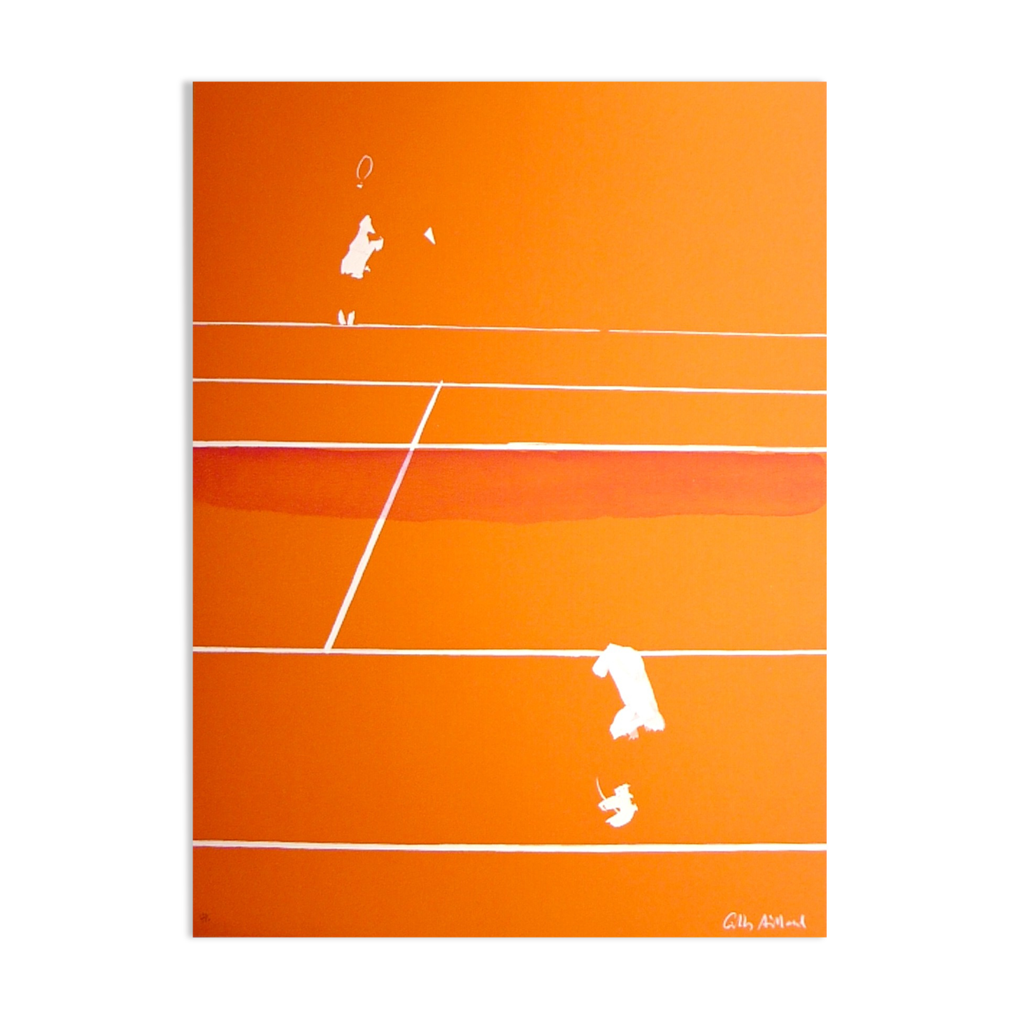 Original lithograph signed and numbered Gilles Aillaud, Roland-Garros, 1984.