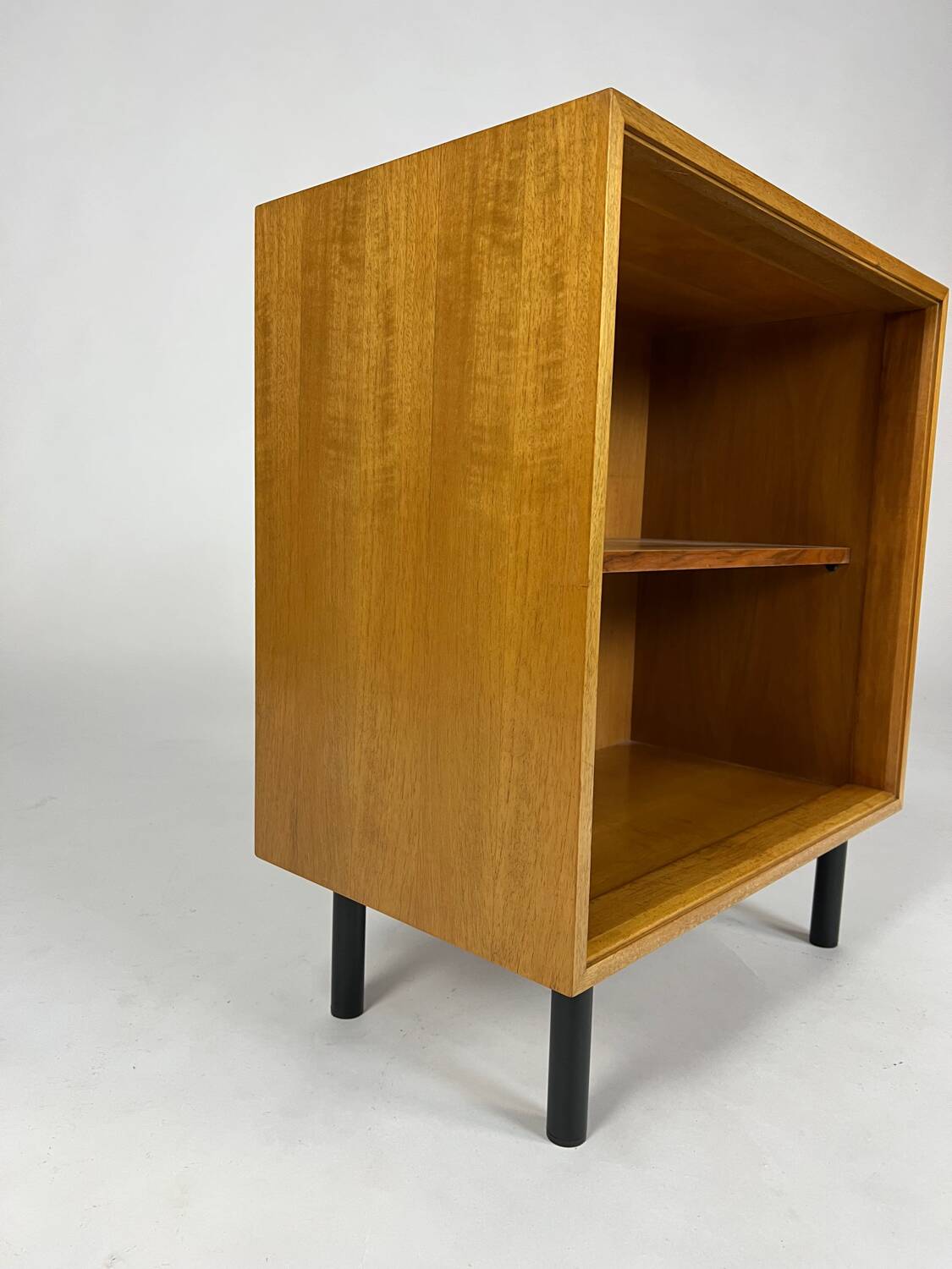 Vintage walnut shelf nightstand 60s mid-century bookcase