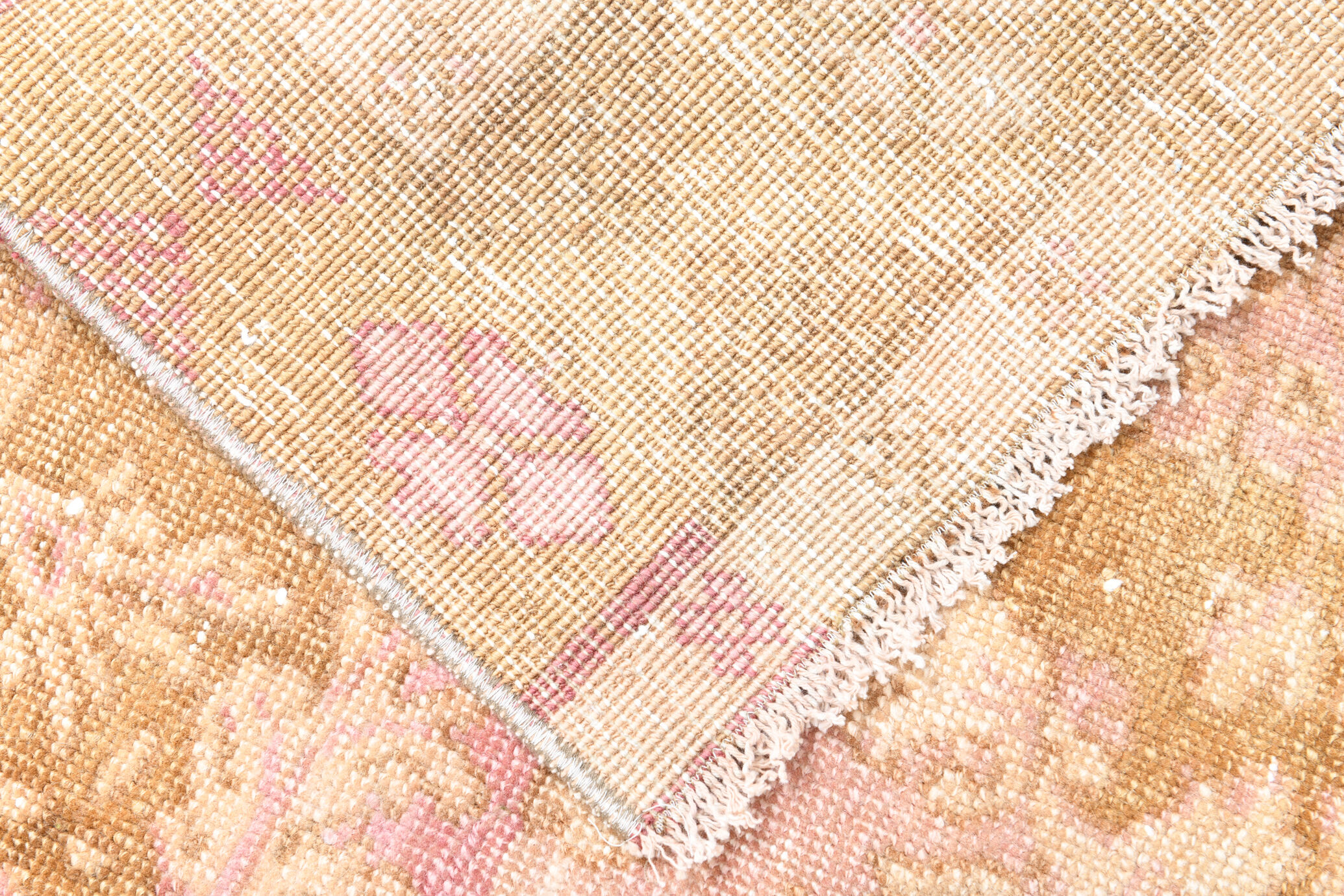 2x7 pink and brown turkish runner rug, 204x58cm