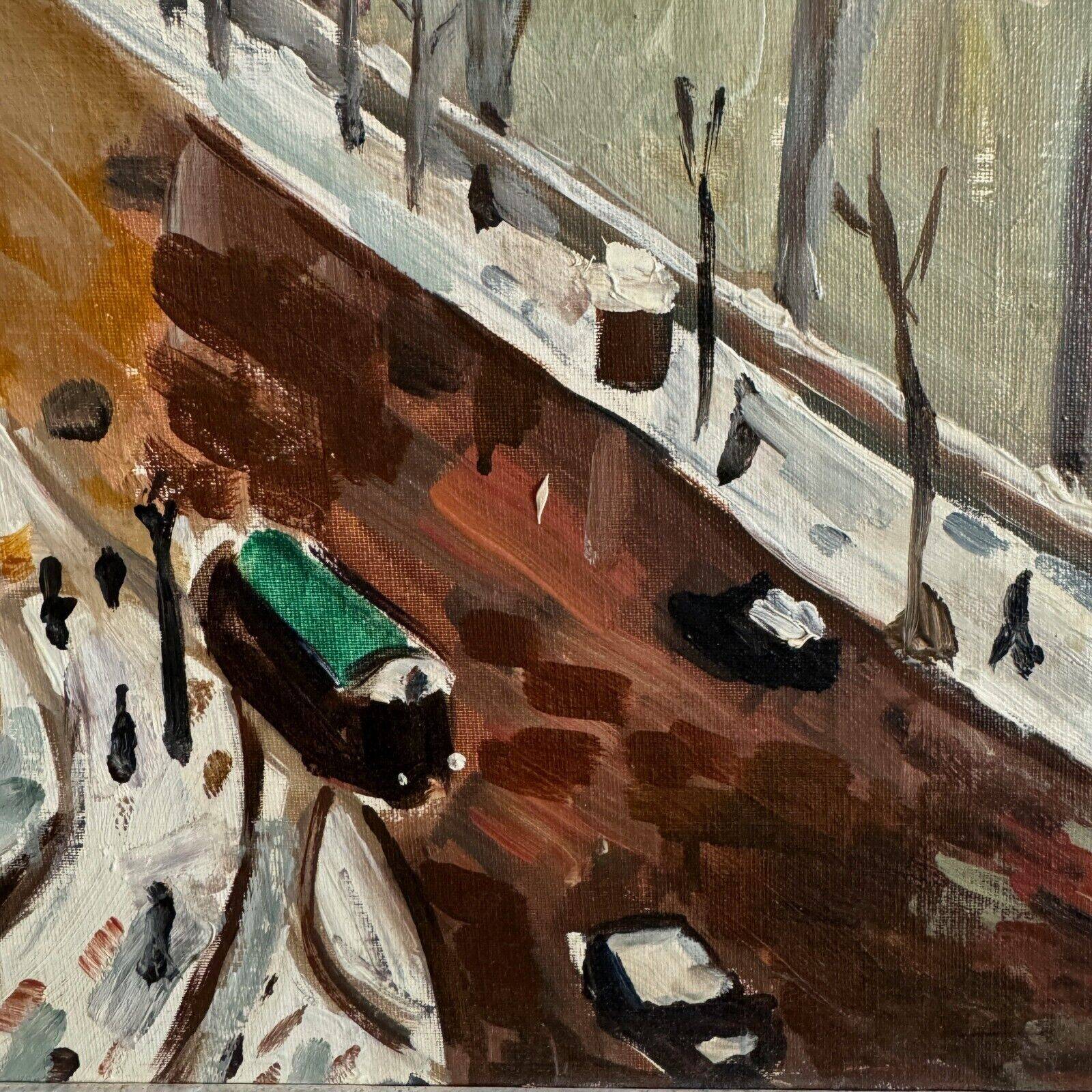 Oil on canvas boulevard scene in Paris 20th century in the style of Marquet