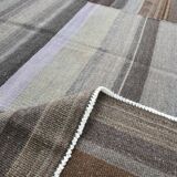 7x9 Gray & Teal Green Handmade Kilim Rug, 224x264Cm