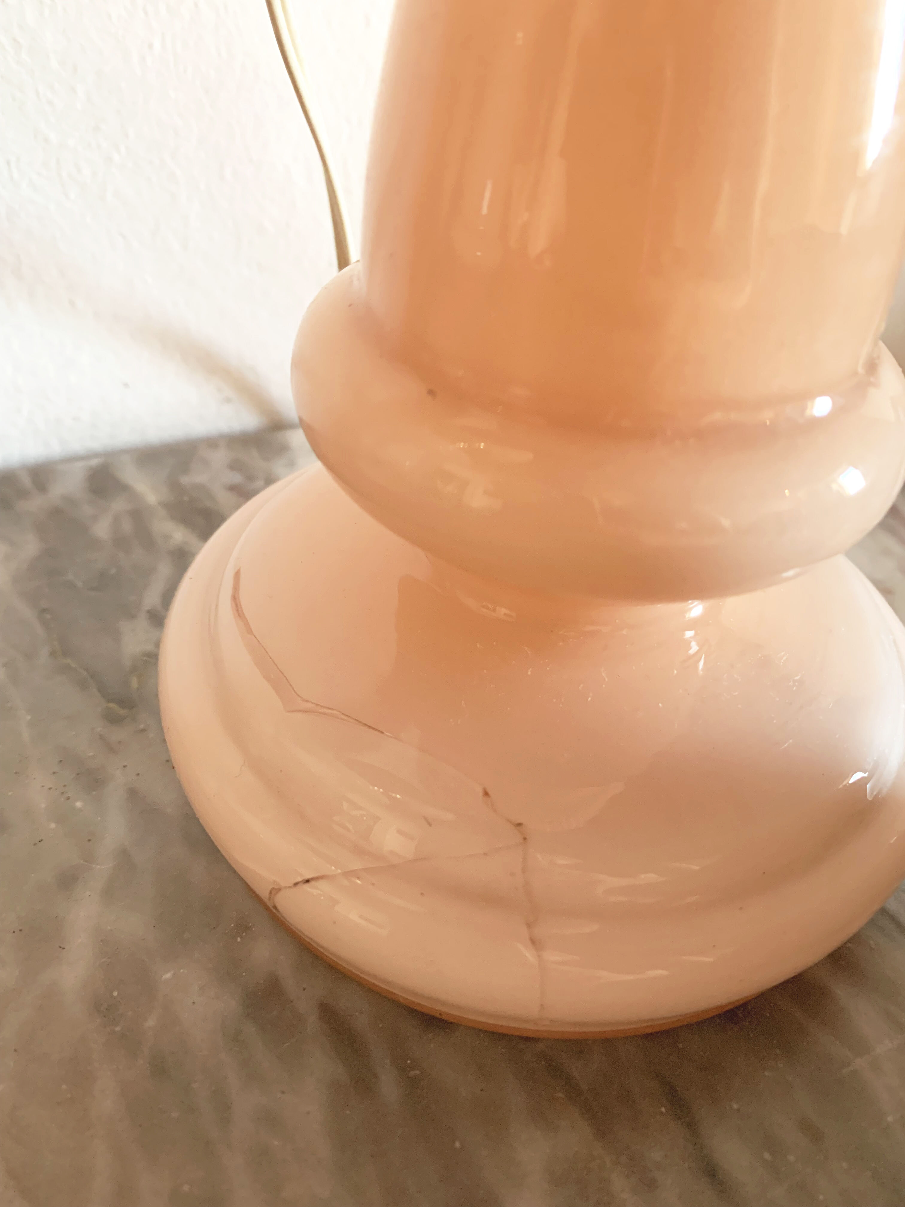 Pair of pink opaline lamps