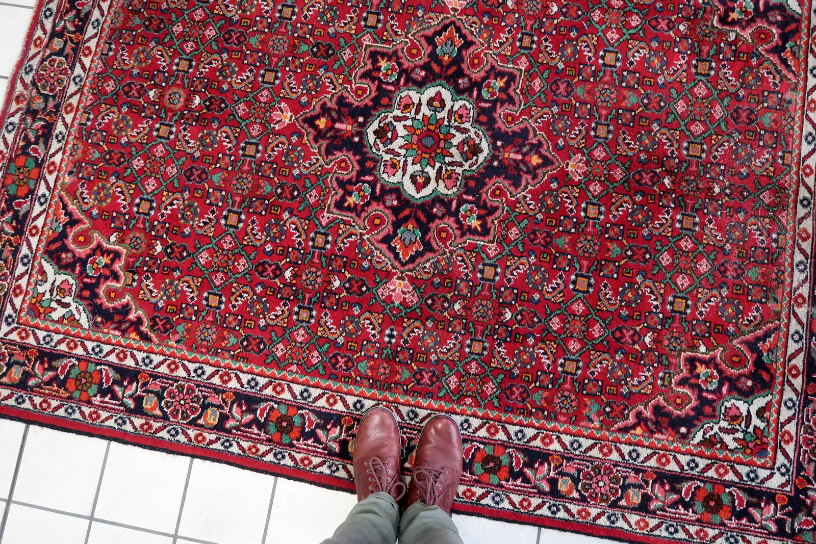 Handmade vintage Persian Malayer rug 167cm x 219cm, 1960s