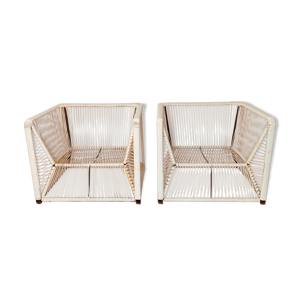 2 fauteuils de jardin en scoubidou