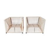 2 garden armchairs in white scoubidou