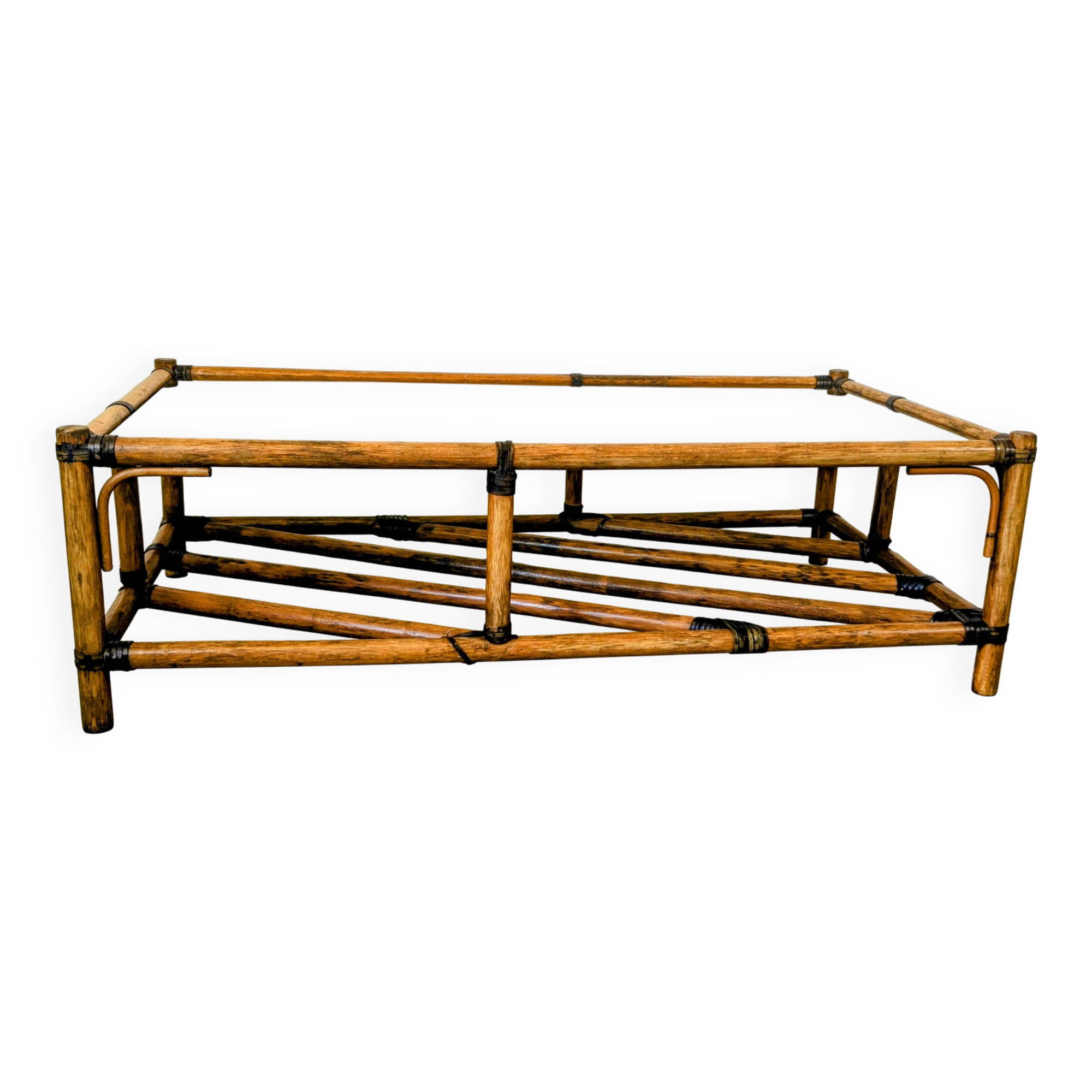 Vintage rattan coffee table, natural elegance