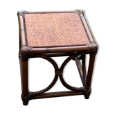 Small square-shaped side table in bamboo and vintage wicker