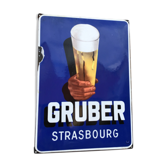 Gruber Strasbourg beer enamelled plate