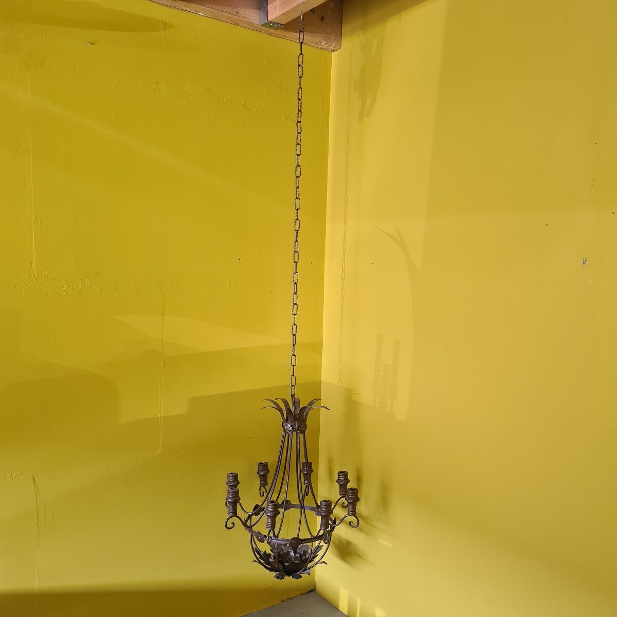 Classic Metal Candle Chandelier. 20th century