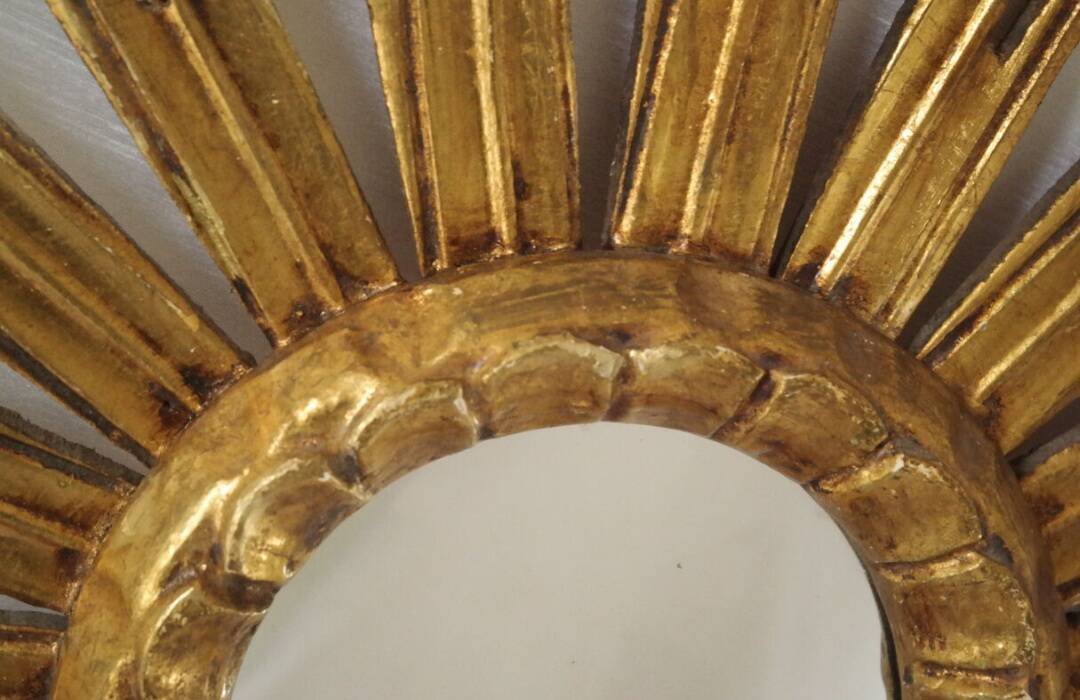 Vintage golden sun mirror