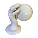 Ceramic hand and opaline sconce