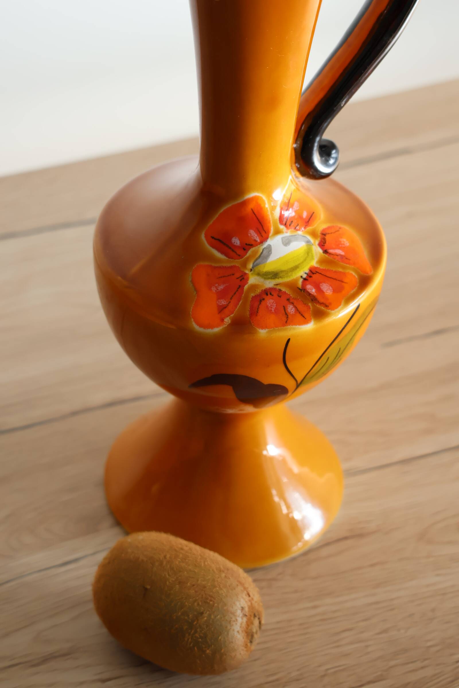 Poët-Laval flower vase, "Isabelle" model, in orange ceramic