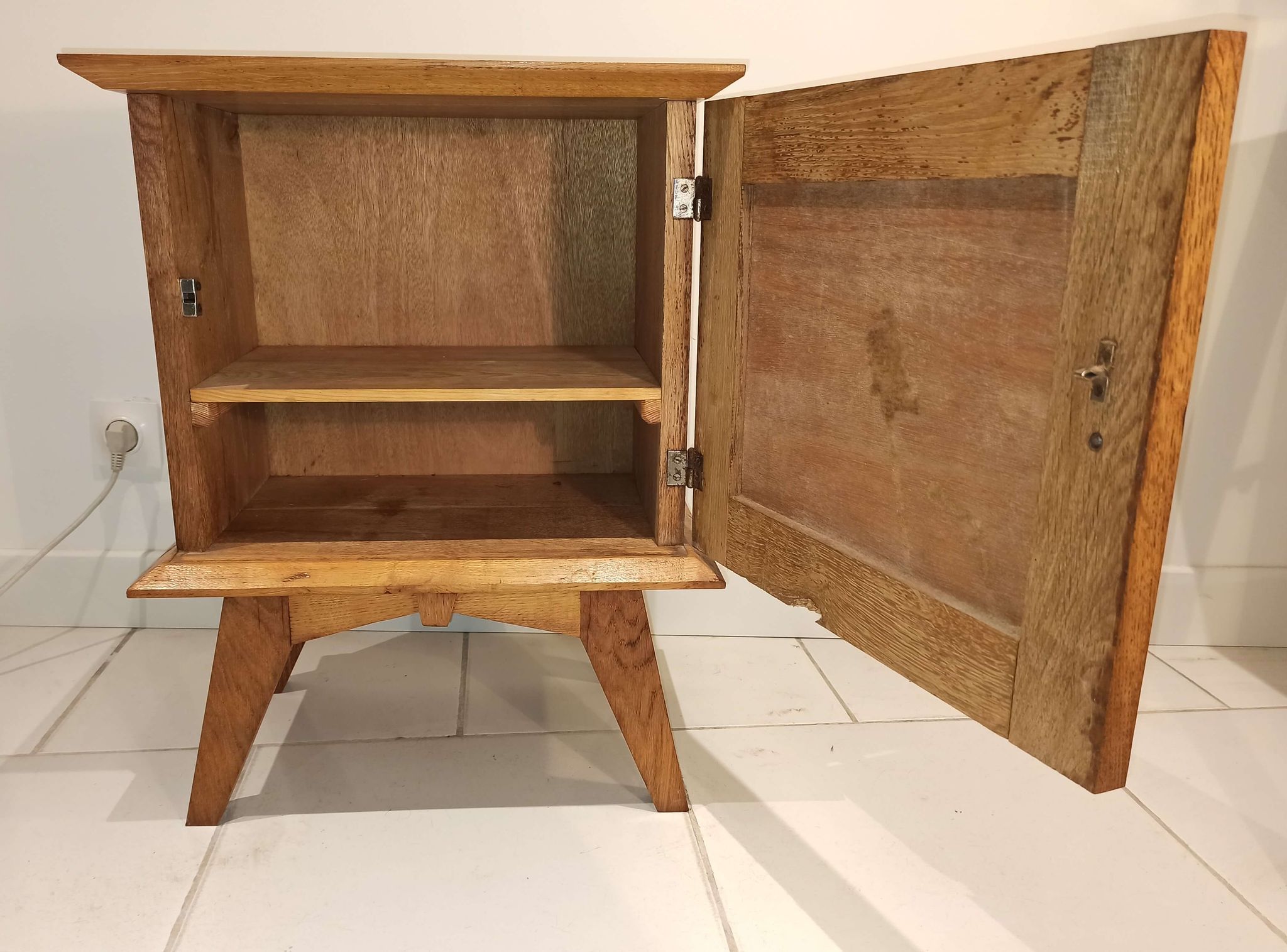 Bedside night table vintage compass feet and solid wood marquetteries