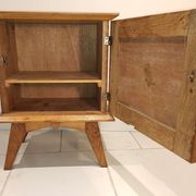 Bedside night table vintage compass feet and solid wood marquetteries